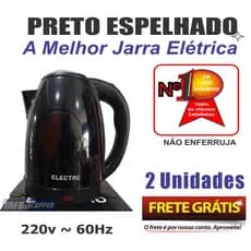 Kit Chaleira Jarra Elétrica 220v Inox Preto Black Espelhado Lançamento Promoção