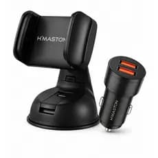 KIT : carregador tipo USB 2 ENTRADAS + SUPORTE para celular automotivo ( UNIVERSAL)