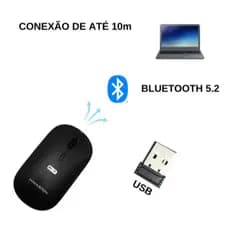 Mouse Sem Fio E-1600 2,4 Ghz Bluetooth Mouse Wireless Recarregável Design Ergonômico Silenciosoi