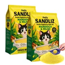Kit 2 Areia Sanitária Higiênica Natural Premium Grãos Mistos Milho Mandioca Gato Sandliz Petliz 2 kg