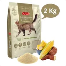 Areia Sanitária Higiênica Natural Biodegradável Grãos Mistos Milho e Mandioca Gatos Kadi 2 kg
