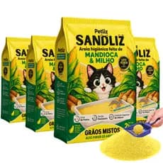 Kit 4 Areia Sanitária Higiênica Natural Premium Grãos Mistos Milho Mandioca Gato Sandliz Petliz 2 kg