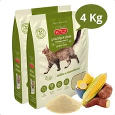 Kit 2 Areia Sanitária Higiênica Natural Biodegradável Grãos Finos Milho e Mandioca Gatos Kadi 4 kg