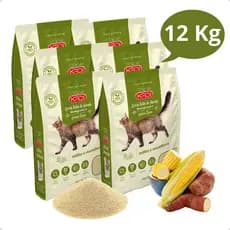 Kit 6 Areia Sanitária Higiênica Natural Biodegradável Grãos Finos Milho e Mandioca Gatos Kadi 12 kg