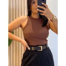 Regata Canelada Feminina Nadador Blusa Roupa Feminina Ribana Premium Moda Blogueira Moda Promoção