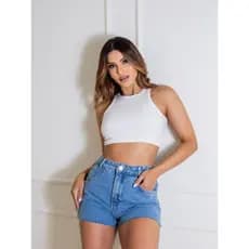 Cropped Canelado Feminino Blusa Feminina Ribana Moda Blogueira Promoção