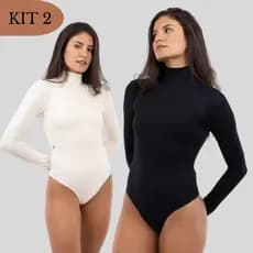 Kit 2 Body Feminino Manga Longa Gola Alta Suplex Forrado Não Marca Bori