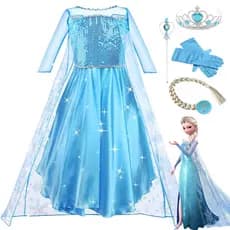 Fantasia Vestido Infantil Elsa Frozen COM Acessorios e SEM Acessórios Festa Hallowen Crianças