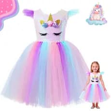 Vestido Fantasia Infantil Princesa Estilo Unicornio Carnaval Festas SEM TIARA