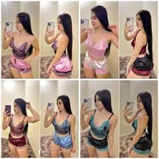 Kit Baby Doll de Cetim com Renda