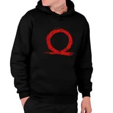 Moletom Com Capuz Estampado Deus da Guerra Vermelha Kratos