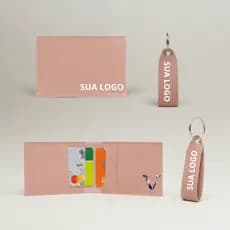 Kit Porta Cartão Feminino Masculino + Chaveiro Personalizado Sua Logo