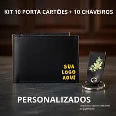 Kit 10 Porta Cartão Slim + 10 Chaveiros Básico Personalizado Feminino Masculino