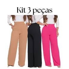 Calça Pantalona Kit 3 Peças Confortavel Dunas Com Bolso