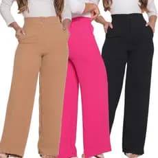 Calça Feminina Pantalona Duna Confortavel Bolso Botão