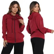 Blusa de frio Feminina Inverno Moletinho Quentinha Com Capuz>