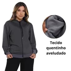 Moleton De Frio Feminino Inverno Quentinho Preto Com Capuz