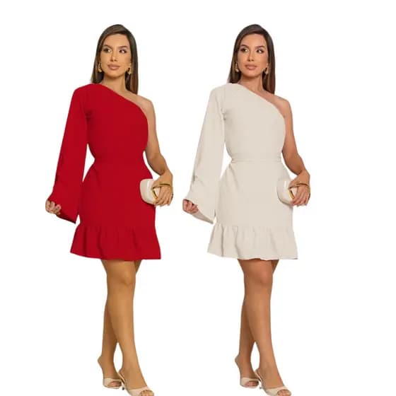 Vestido Feminino Kit 2 Peças Nula Manga Babado Dunas