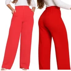 Calça Pantalona Feminina Estilosa Cintura Alta Dunas Bolso