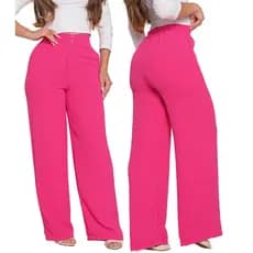 Calça Pantalona Confortavel Dunas Cintura Alta Com Bolso Estilosa