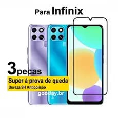 Película Celular Infinix Smart 6 Película de Vidro 9D 3 peças de Vidro Temperado Para Infinix Smart 6 HD 5 3 2 Pro HD Infinix Zero 5G 2023 X Neo Pro Zero 20 8 8i 6 5