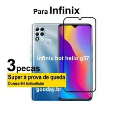 Película de Vidro 9D 3 peças de Vidro Temperado Para Infinix Hot 11 Helio G37 20i 20s 12i 11s NFC Infinix Hot 11 G37 20 12 11 Play