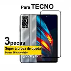 Película Celular Tecno Pova 2 Película de Vidro 9D 3 peças de Vidro Temperado Para Tecno Pova 2 3 4 Pro Neo 2 Tecno Camon 19 18 17 Pro 5G 19 NEO Camon 18T 18i 18P 18 Premier
