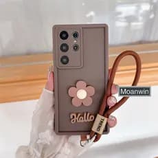 Capa De Telefone Com Cordão De Flor Fosca Para Samsung S25 S24 S23 S22 S21 Ultra Plus FE Note 20 Absorvente De Choque