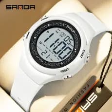 Sanda 6372 Novo Relógio Eletrônico Elegante À Prova Dwaterproof Água Luzes Coloridas Estudante popular Esportes manandwo