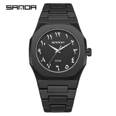 SANDA 9091 Novo Relógio Minimalista Moda Alta Beleza À Prova D'água Masculino Nicho Digital Disco Bicolor De Quartzo-53