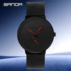 SANDA1059 Relógio De Quartzo Masculino Ultrafino À Prova D'água Simples casual De Negócios Malha De Aço Com Segundo Most