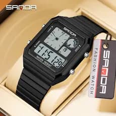 SANDA 6399 Venda Quente Quadrado Masculino Juventude Lazer Cronômetro Código De Temporização Luminoso À Prova D'água Rel