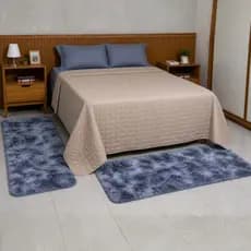 Kit 2 Passadeiras Tapete Peludo Beira de Cama Sofá Aparador