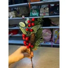 Semana do Consumidor |Galho Decorativo Natalino Com Pinhas E Frutinhas