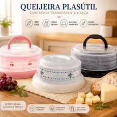 Queijeira Premium Decorativa Plasútil Porta Queijo Frios Com Tampa Vedação