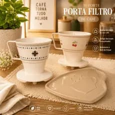 Porta Filtro de Café Decorativo Cereja Suporte Coador Premium