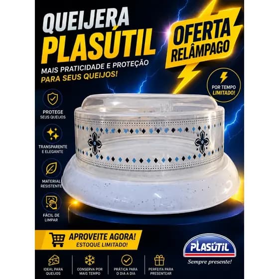 ⚡ OFERTA RELÂMPAGO ⚡  Queijeira Plasútil com Tampa Transparente!