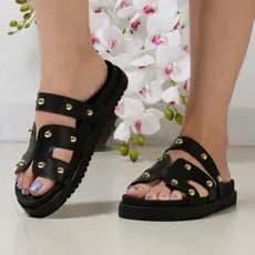Sandalia Feminina Papete De Bolinha Birken Rasteira