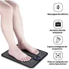 Tapete Massageador Elétrico EMS Foot de Pes / Perna / Relaxante Muscular Recarregavel - Preto