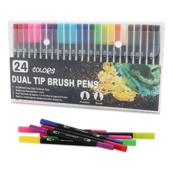 Canetinhas 24 Cores Ponta Dupla / Marcadores / Material Escolar / ENVIO RÁPIDO