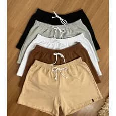 Kit 5 Unidades de  Shorts feminino short de moletom algodão básico para academia dia a dia