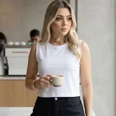 Blusa Regata Cropped Feminina Alça Larga Grossa Duna Regata Lisa Básica Elegante