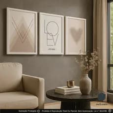 Quadro Decorativo Love Corações Rosas Decoração Elegante Para Sala Quarto