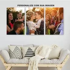 Quadros Decorativos Personalizado Kit 3 Peças Com Sua Foto Alta Resolução MDF