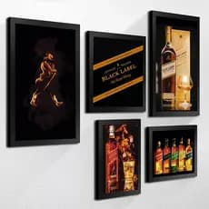 Kit 5 Quadros Decorativos Whisky Johnnie Walker