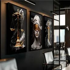 Quadros Decorativos Trio Escritório Advocacia Direito Justiça e Ordem Profissão Decoração Moderno