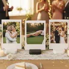Kit Porta Retrato  Polaroid Base Suporte Apoio Para Foto Polaroide Decoração Festa Cartão Menu Casamento Decoração Festa