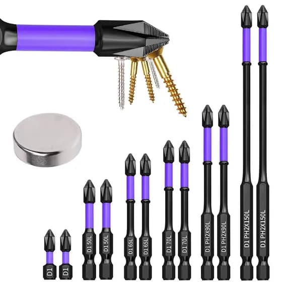 Conjunto de 6 Bits Magnéticos de Impacto Antiderrapante Alta Torque Haste Hexagonal Parafusadeira Furadeira Reparos