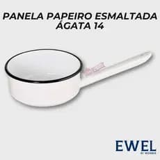 Panela Papeiro Esmaltada Ágata 14 800ml Ewel Branca