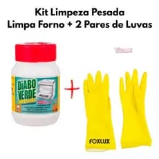 Kit Limpa Forno Desengordurante Diabo Verde 250g Com Aplicador + 2x Pares de Luva